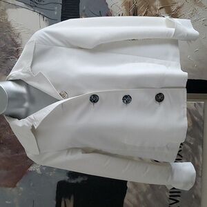 Lauren Ralph Lauren White Silver Latge Buttons Jacket Women L